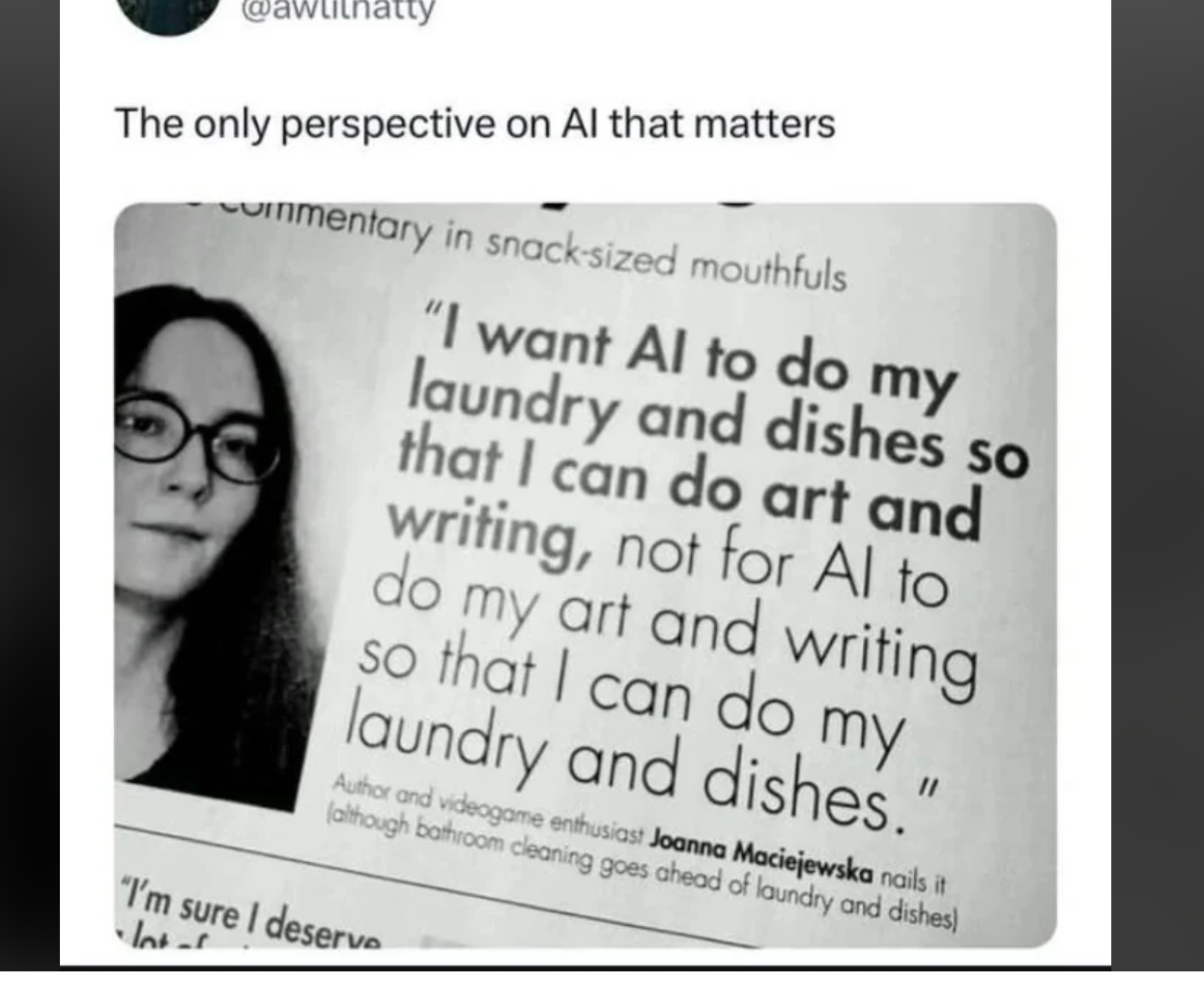 I want AI to...